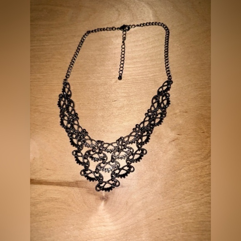 Black Lace Statement Necklace